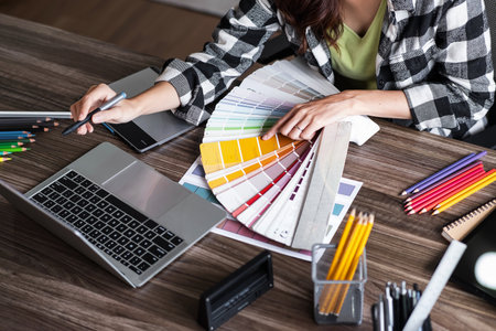 Graphic designer working with select color for creativity editor ideas designer conceptの写真素材