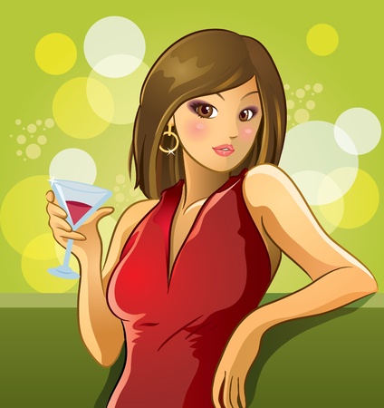Sexy Woman Drink Wineのイラスト素材