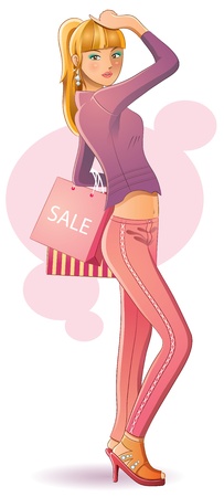 Sexy Girl Shoppingのイラスト素材