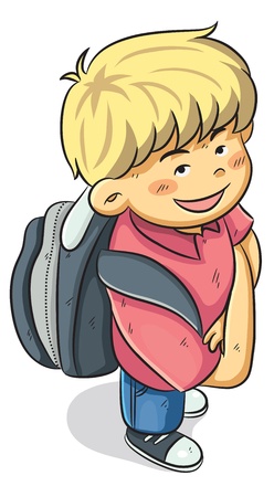 Boy Go to Schoolのイラスト素材