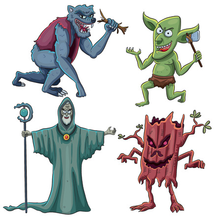 cartoon illustration of scary creaturesのイラスト素材
