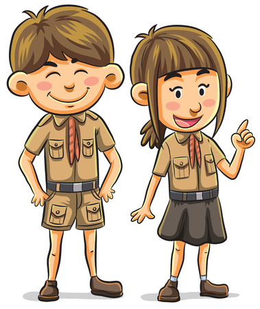 cartoon illustration of scout kidsのイラスト素材