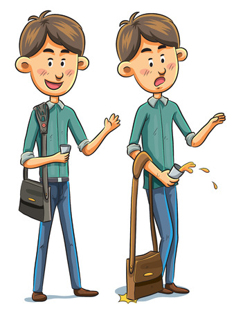 cartoon illustration of a sloppy boyのイラスト素材