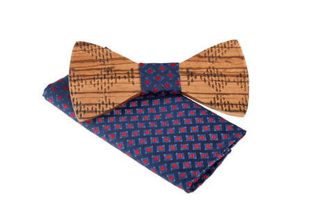 Wooden bow tie, home made for wedding. Made from piece of apple tree.の写真素材