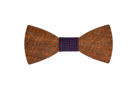 Wooden bow tie, home made for wedding. Made from piece of apple tree.の写真素材