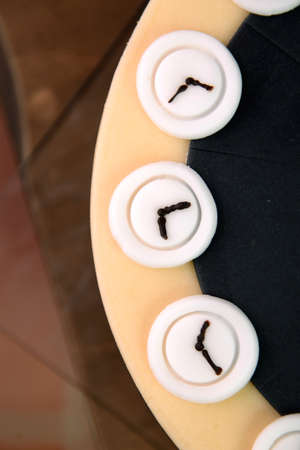 Marzipan birthday cake on a wooden table