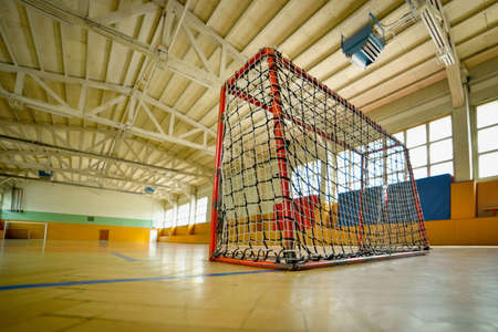 Vintage style goalpost in old gymの写真素材