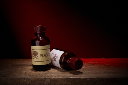 Two glass bottles of poisonの写真素材