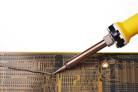 Soldering and repair an electronic circuitの写真素材