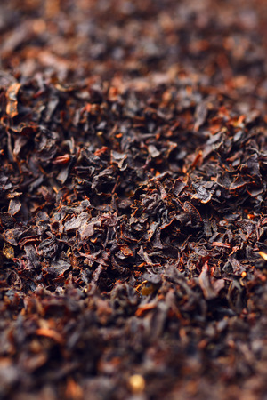 Dried black tea macro shot as backgroundの写真素材