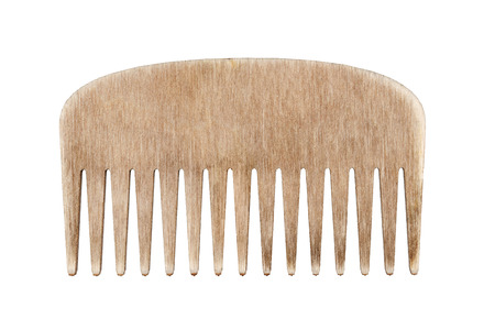 Wooden comb hairbrush isolated on white background