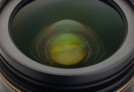 Front view of photographic camera lens. Macro shot.の写真素材