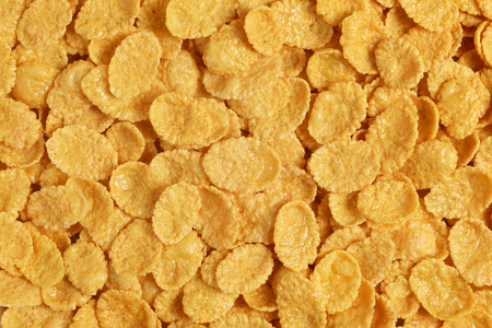 Corn flakes background or backdrop close up macro shot