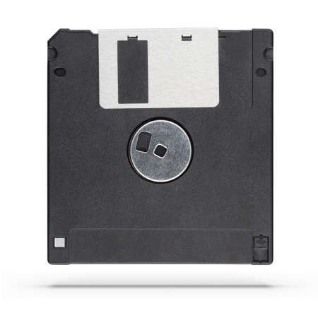 A 3.5-inch floppy disk or diskette isolated on white backgroundの写真素材