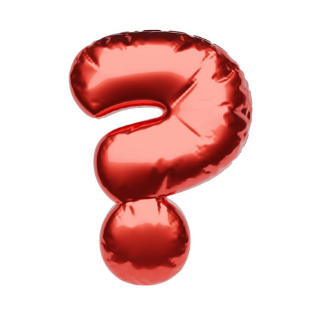 Question mark made of red inflatable balloon isolated on white background. 3D rendering illustration.の写真素材