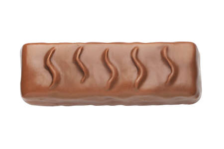 Candy bar or chocolate bar isolated on white background. Top view