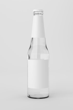 Clear glass drink soda clean water with blank label. Mock up template presentation. 3d rendering illustration.の写真素材