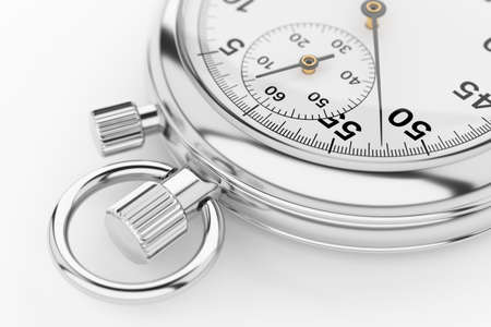 Classic chrome mechanical analog stopwatch close up. 3d rendering illustration.の写真素材