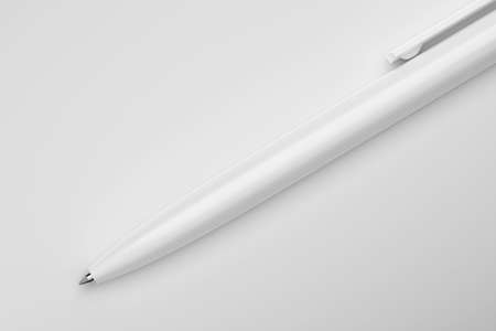 Gray ballpoint pen close-up on white background. Template for mockup branding stationery. 3D rendering illustration.の写真素材