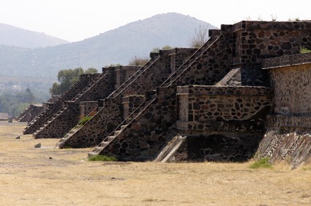 View of Pyramids in Teotihuacan in Mexicoの写真素材
