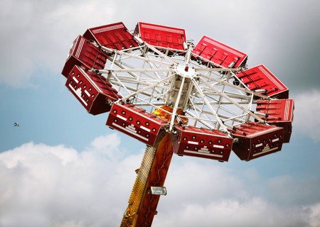Roundabout on background of the dramatic cloudy skyの写真素材