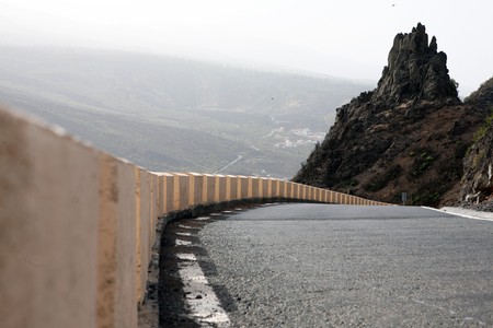 Road through the hills on  the Canary Islandsの写真素材