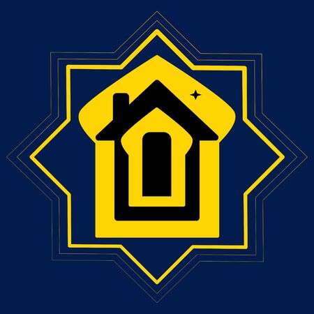 Ramadan minimal icon, Stay home for self quarantine and physical distancing in holy month of Ramadan during coronavirus outbreak.のイラスト素材