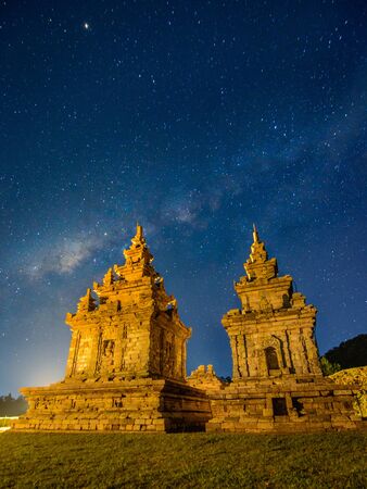Gedongsongo temple in the nightの写真素材