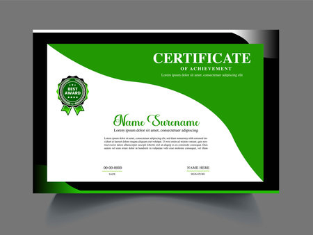Modern professional certificate template. Green color. Vector illustration. EPS 10のイラスト素材