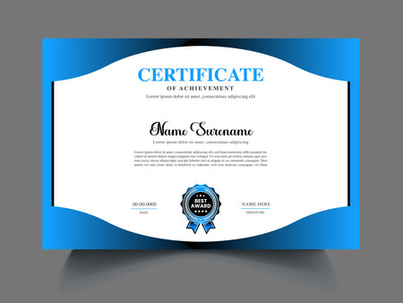 Blue certificate template. Diploma design. Vector illustration. eps 10のイラスト素材