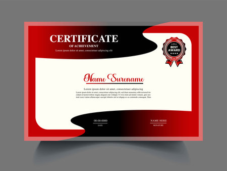 Vector illustration of a red and black certificate template. EPS 10.のイラスト素材
