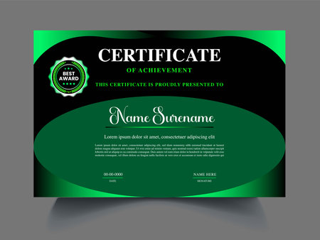 Modern professional certificate template. Vector illustration. Green color. EPS 10.のイラスト素材