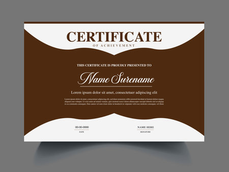 Certificate template. Vector illustration. Brown color. Editable layers.のイラスト素材