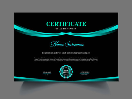 Modern professional certificate template. Design for a business, education, advertisement brochure, poster or pamphlet. Vector illustration.のイラスト素材
