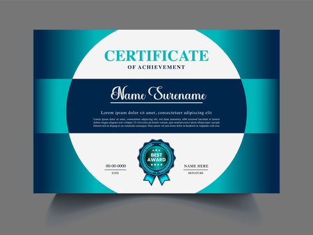Certificate template. Blue color. Editable A4 vector illustration.のイラスト素材