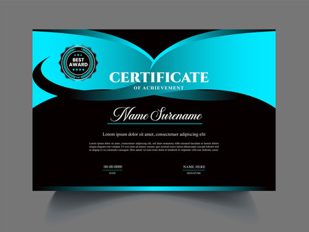 Modern professional certificate template. Vector illustration. EPS 10. Blue color.のイラスト素材