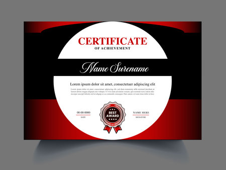 Certificate template. Red and black color. Editable vector illustration.のイラスト素材