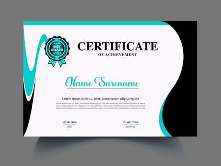 Modern professional certificate template. Editable vector illustration. Blue color.のイラスト素材