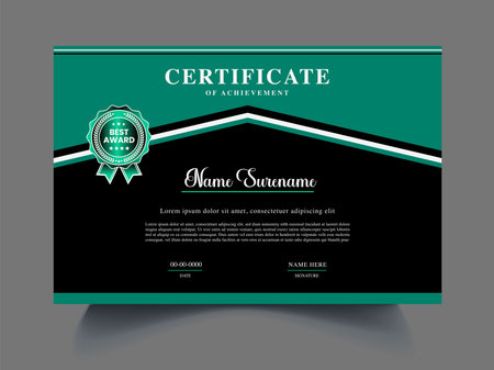 Modern professional certificate template. Vector illustration. Green color. EPS 10のイラスト素材