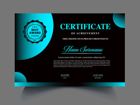 Modern professional certificate template. Vector illustration. EPS 10. Blue color.のイラスト素材