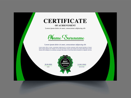 Green certificate of achievement template design. Vector illustration. EPS 10.のイラスト素材