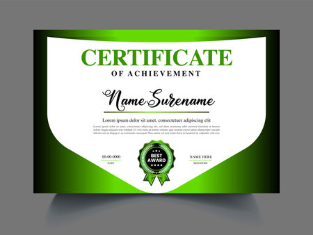 Certificate of appreciation template. Green and black color. Vector illustration.のイラスト素材