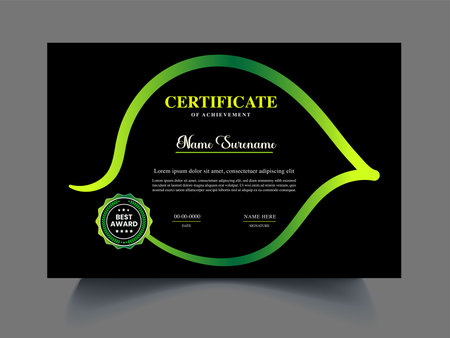 Certificate template. Diploma design. Vector illustration. Green color.のイラスト素材
