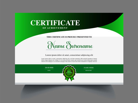 Green certificate of appreciation template design. Vector illustration. EPS 10.のイラスト素材