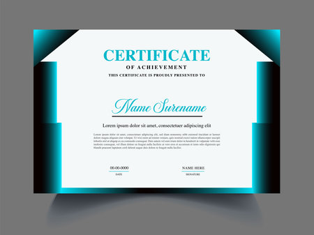 Modern certificate template. Vector illustration. Blue color. EPS 10.のイラスト素材