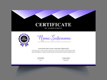 Certificate of achievement template with elegant and modern design. Vector illustration.のイラスト素材