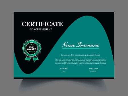 Certificate template. Green and black color. Editable vector illustration.のイラスト素材