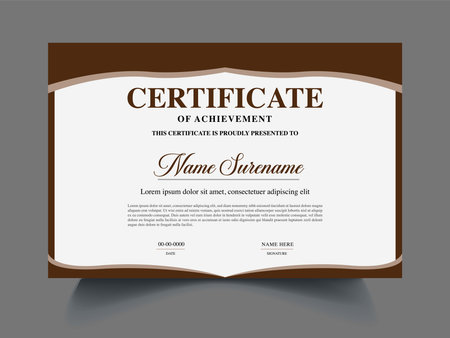 Certificate template. Vector illustration. Brown color. Editable layers.のイラスト素材