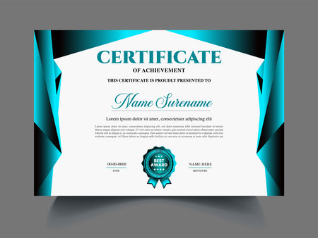 Modern certificate template. Blue color. Vector illustration. EPS 10.のイラスト素材