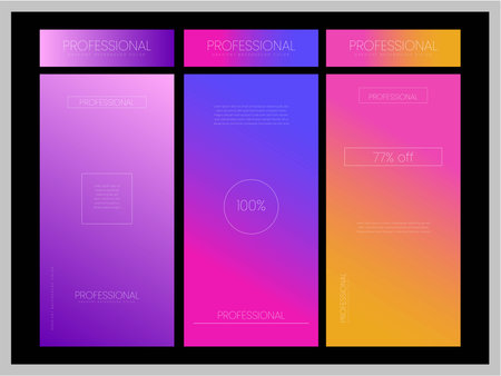 Set of web design templates. Colorful gradients. Vector illustration.のイラスト素材